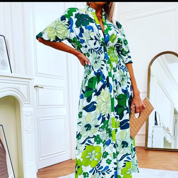 NWT MOD RETRO 1960’s STYLE PSYCHEDELIC FLORAL BRIGHT COLOR SHIRT DRESS L - Picture 4 of 8